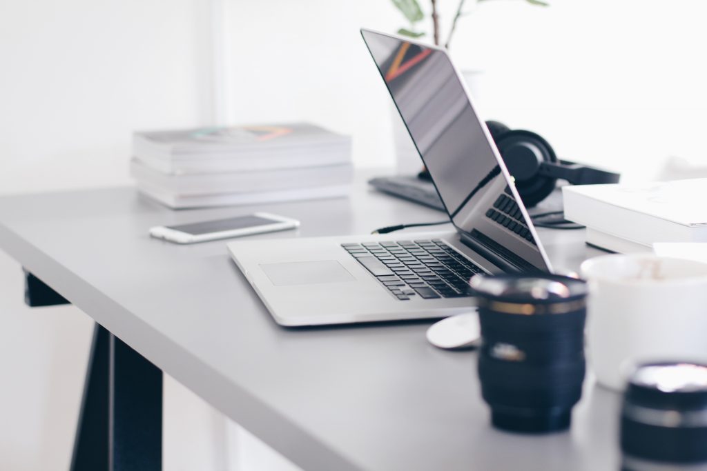 grey and silver office laptop